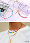 Boho Necklace, Seed Bead Choker, 2 Layers Cross & Shell